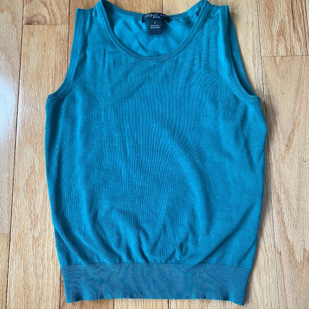 Teal Silk Sleeveless Blouse Size P